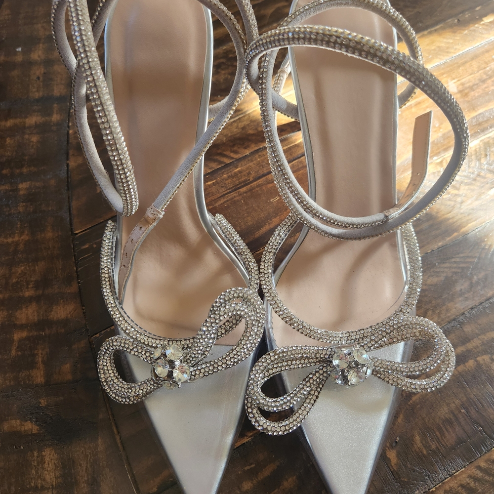 Elegant Silver Strappy Heels